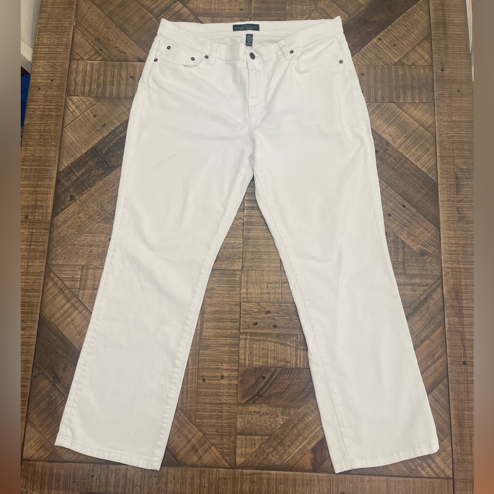 LRL Lauren Jeans Co Ralph Lauren White Classic Straight Leg Jeans Women Size 14